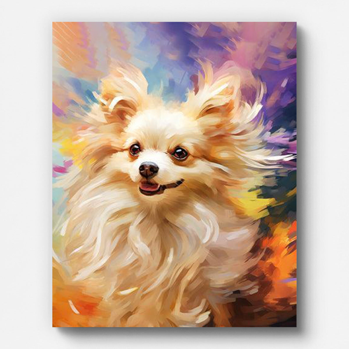 Colorful Dog in the Wind Paint by Numbers for Adults by Paintarthub - Finished Wall Art
