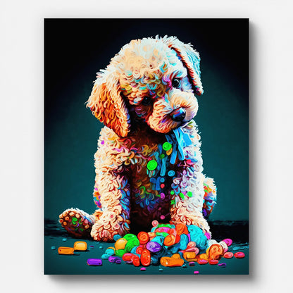 Colorful Golden Retriever Paint by Numbers for Adults by Paintarthub - Finished Wall Art