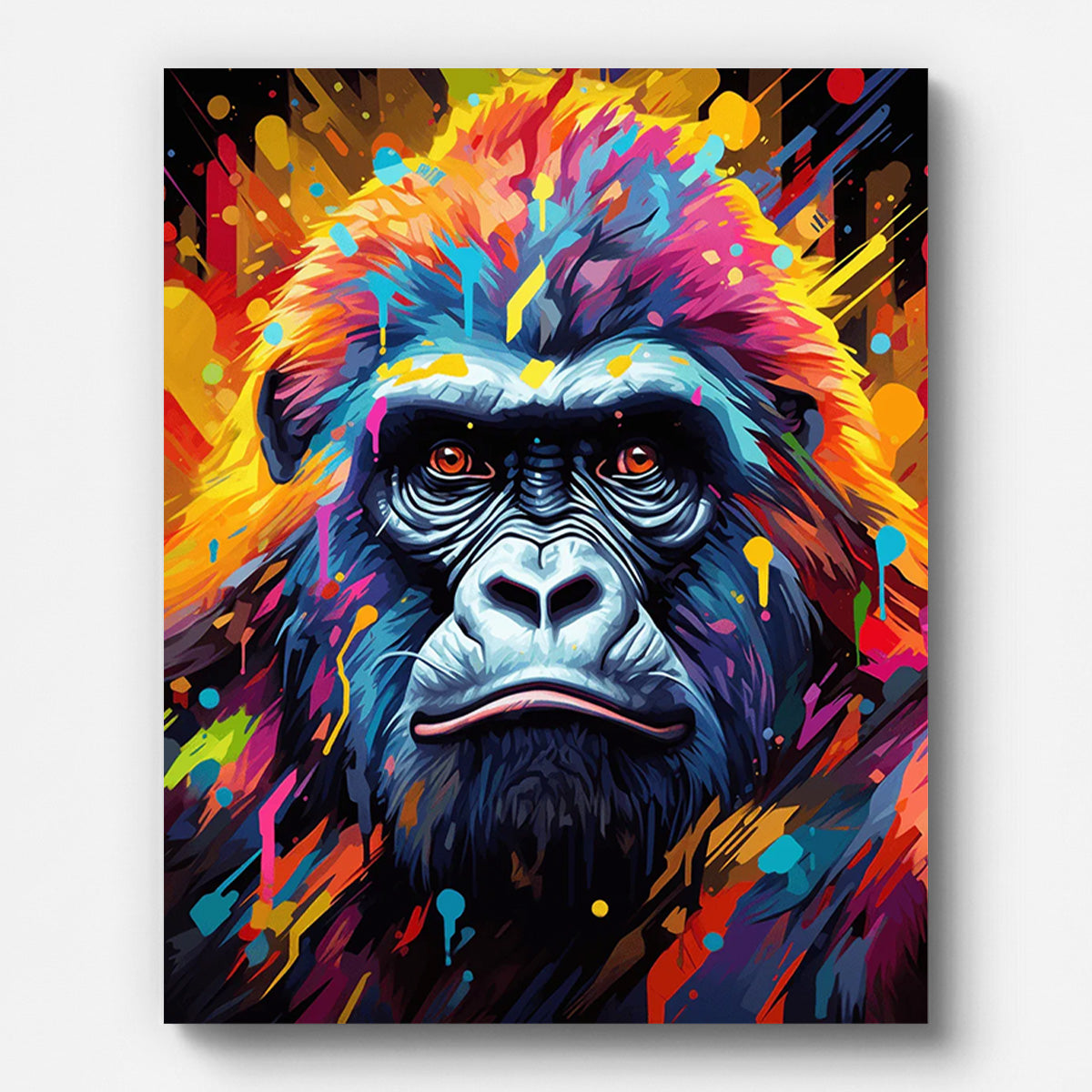 Colorful Gorilla Paint by Numbers for Adults by Paintarthub - Finished Wall Art