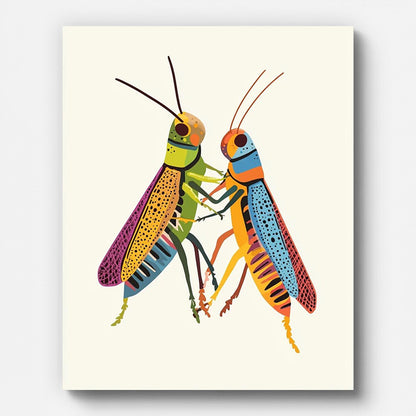 Colorful Grasshoppers Paint by Numbers for Adults by Paintarthub - Finished Wall Art
