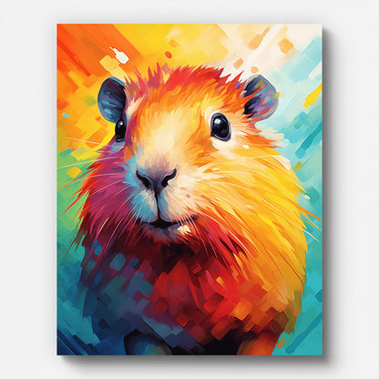 Colorful Guinea Pig Paint by Numbers for Adults by Paintarthub - Finished Wall Art
