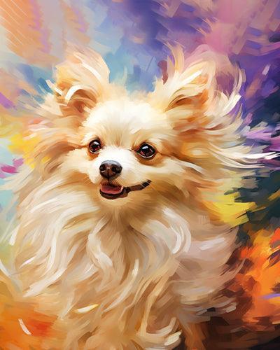 Colorful Little Dog in the Wind for Adults by Paintarthub