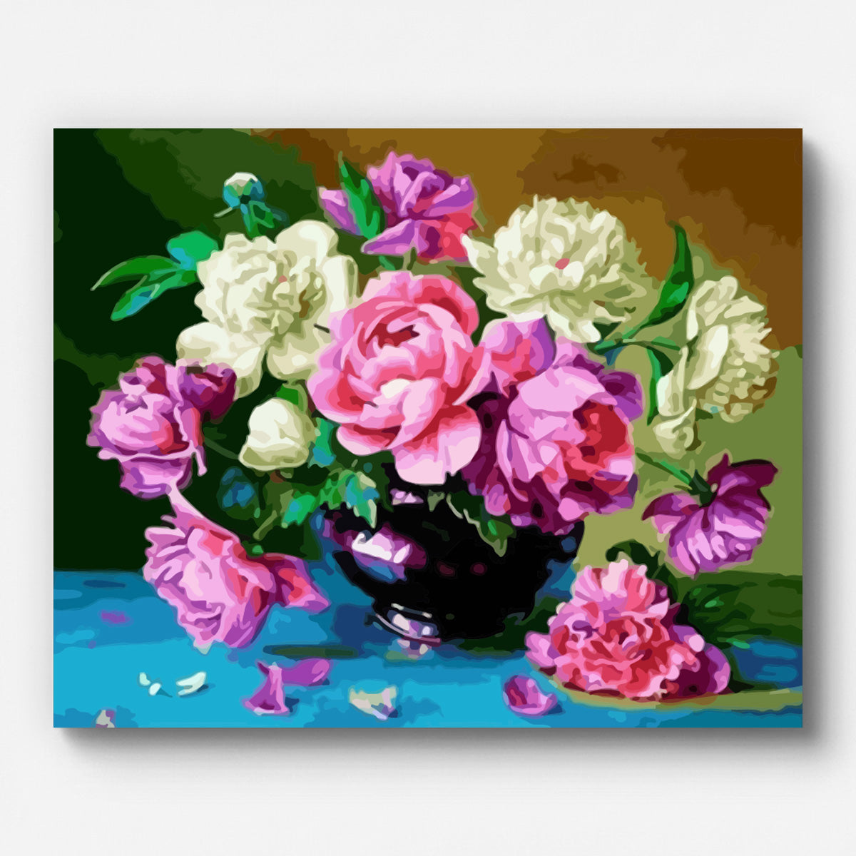 Colorful Peonies Paint by Numbers for Adults by Paintarthub - Finished Wall Art