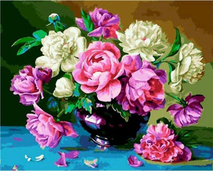 Colorful Peonies Paint by Numbers for Adults by Paintarthub