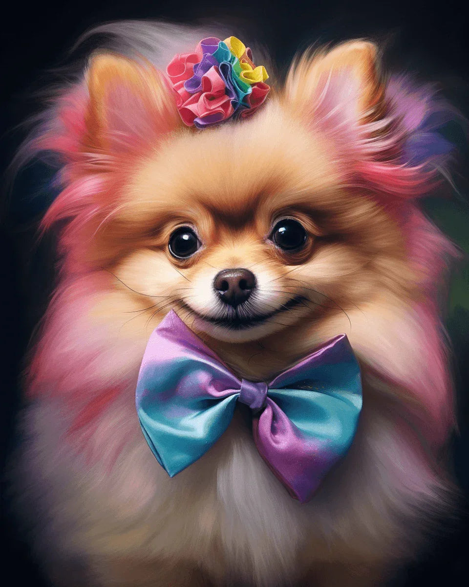 Colorful Pomeranian Dog Paint by Numbers for Adults by Paintarthub
