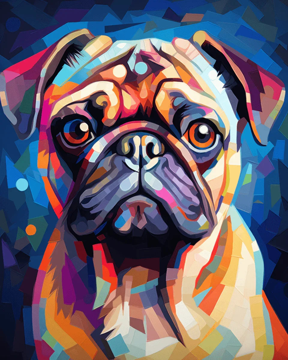 Colorful Pug Dog Paint by Numbers for Adults by Paintarthub