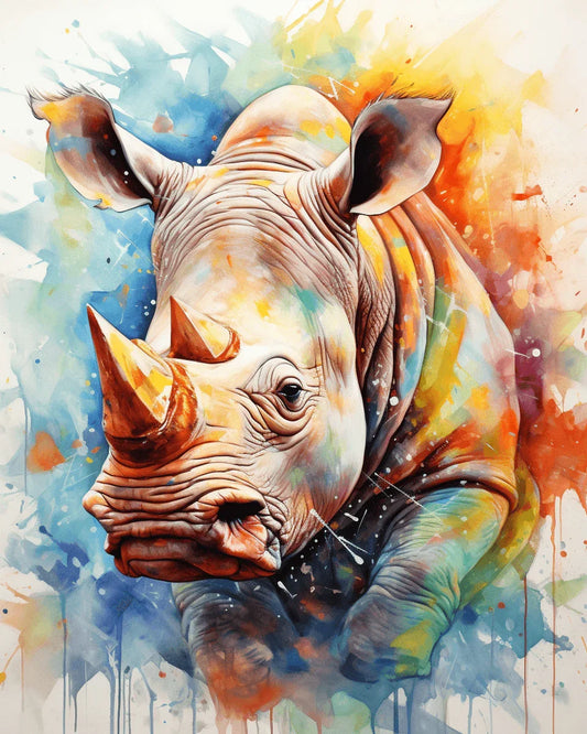 Colorful Rhinoceros Paint by Number for Adults by Paintarthub