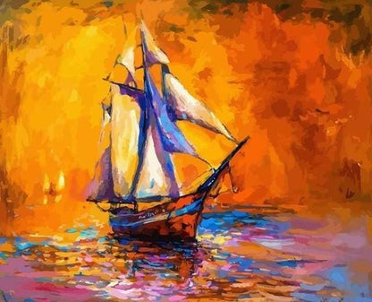 Colorful Sailboat Paint by Numbers for Adults by Paintarthub