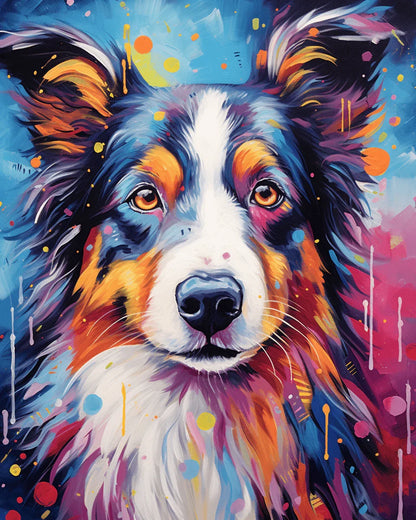 Colorful Sheepdog Paint by Numbers for Adults by Paintarthub
