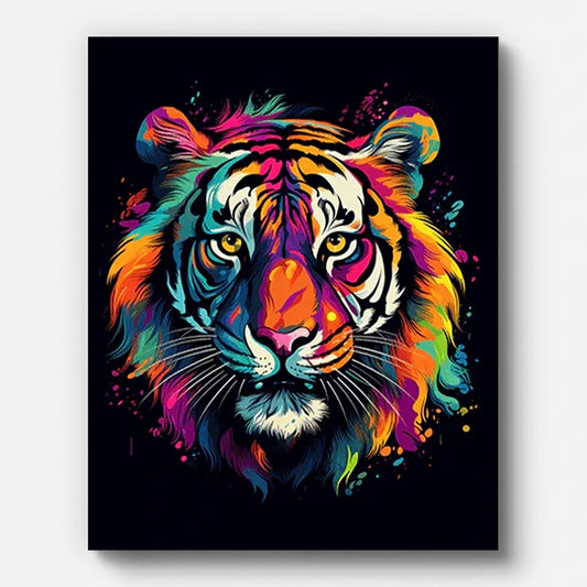Colorful Tiger Avatar Paint by Numbers for Adults by Paintarthub - Finished Wall Art