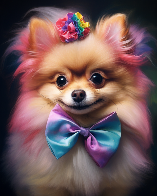 Colorful Pomeranian Dog Paint by Numbers