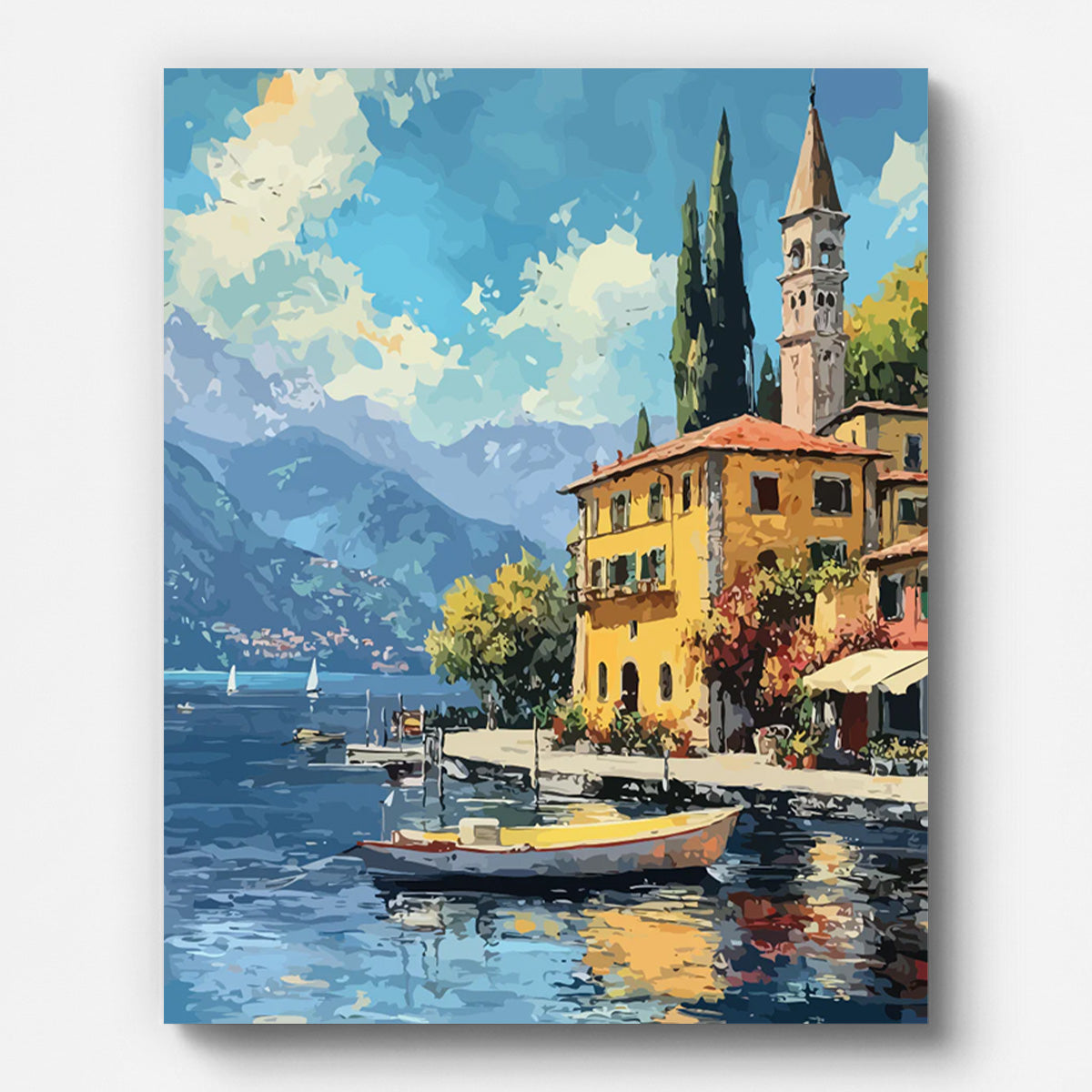 Como Lake Village Paint by Numbers for Adults by Paintarthub - Finished Wall Art