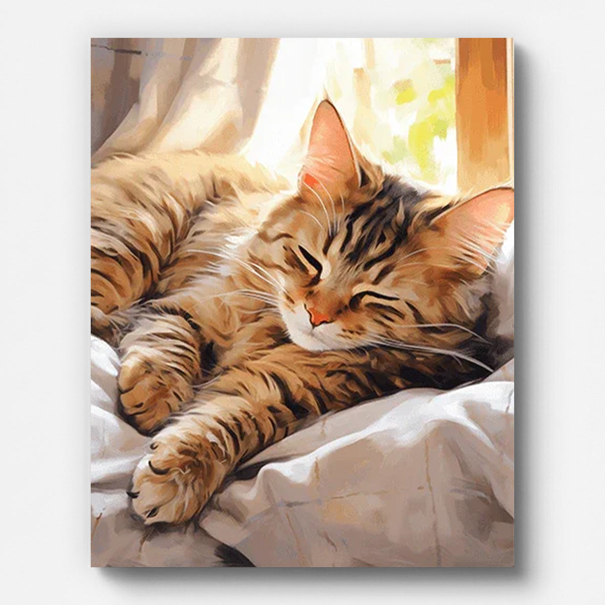 Content Cat in The Afternoon Paint by Numbers for Adults by Paintarthub - Finished Wall Art