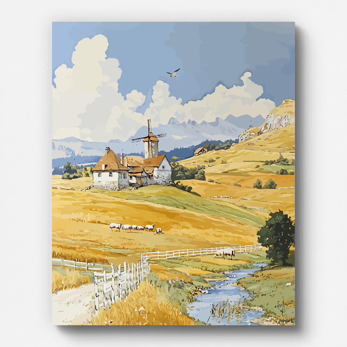 Countryside Alpine Farm Paint by Numbers for Adults by Paintarthub - Finished Wall Art