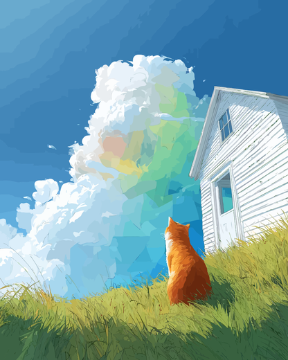 Countryside Fantasy Cat Paint by Numbers for Adults by Paintarthub