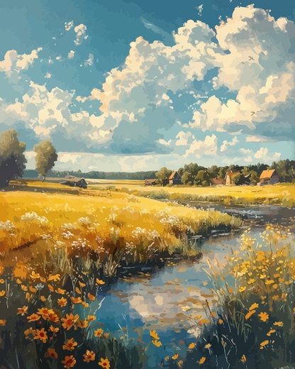 Countryside Fields Paint by Numbers for Adults by Paintarthub