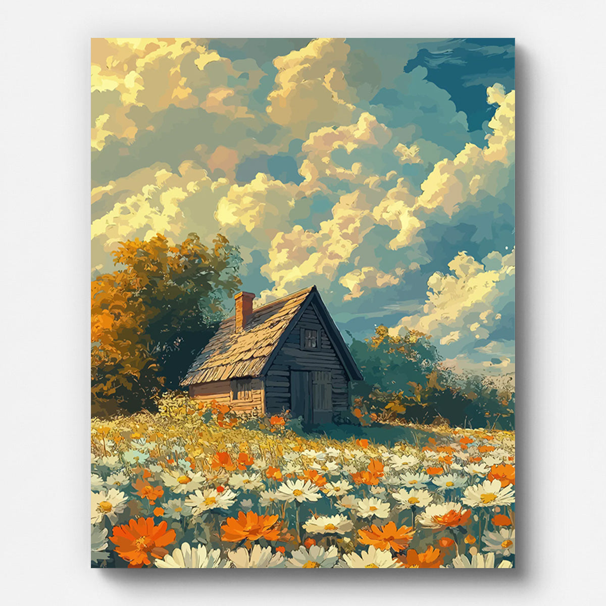 Countryside Flower Cottage Paint by Numbers for Adults by Paintarthub - Finished Wall Art