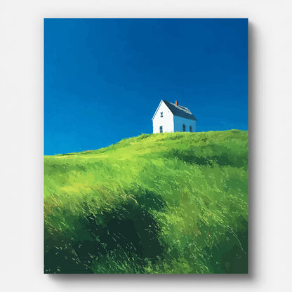 Countryside Hilltop Cottage Paint by Numbers for Adults by Paintarthub - Finished Wall Art