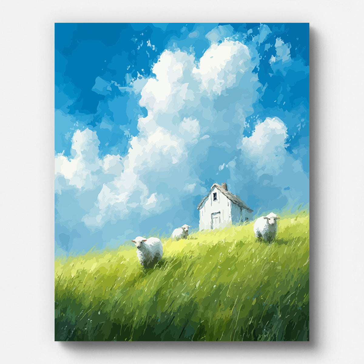 Countryside Sheep Farm Paint by Numbers for Adults by Paintarthub - Finished Wall Art