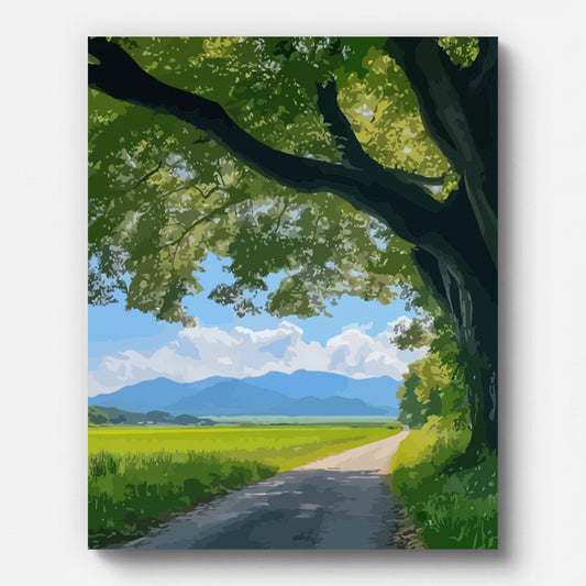 Countryside Summer Path Paint by Numbers for Adults by Paintarthub - Finished Wall Art