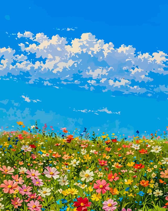Countryside Wildflower Field Paint by Numbers for Adults by Paintarthub