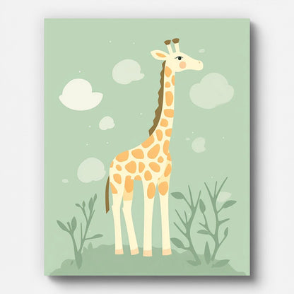 Cute Giraffe Paint by Numbers for Adults by Paintarthub - Finished Wall Art
