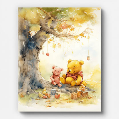 Cute Pooh Bear Paint by Numbers for Adults by Paintarthub - Finished Wall Art