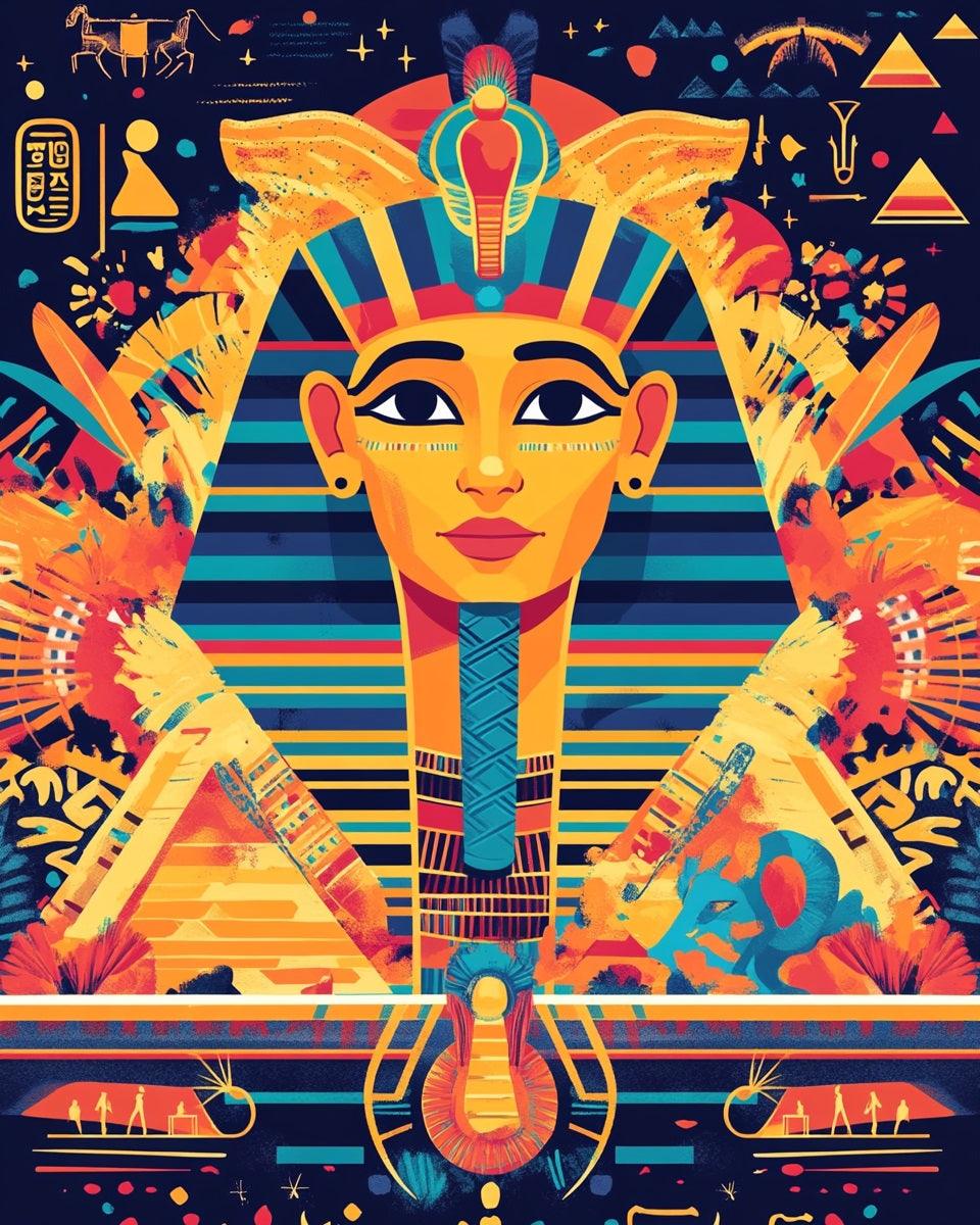Decorative Egyptian Pharaoh Paint by Numbers for Adults by Paintarthub