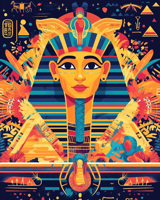 Decorative Egyptian Pharaoh Paint by Numbers for Adults by Paintarthub