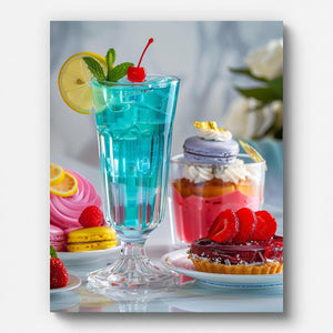 Desserts and Cocktails Paint by Numbers for Adults by Paintarthub - Finished Wall Art