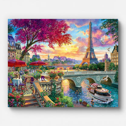 Dinner by the Seine Paint by Numbers for Adults by Paintarthub - Finished Wall Art
