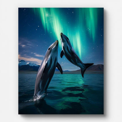 Dolphins Paint by Numbers for Adults by Paintarthub - Finished Wall Art