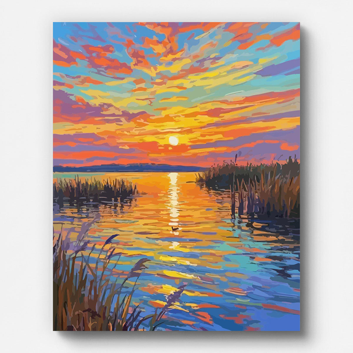 Dramatic Sunset Lake Paint by Numbers for Adults by Paintarthub - Finished Wall Art