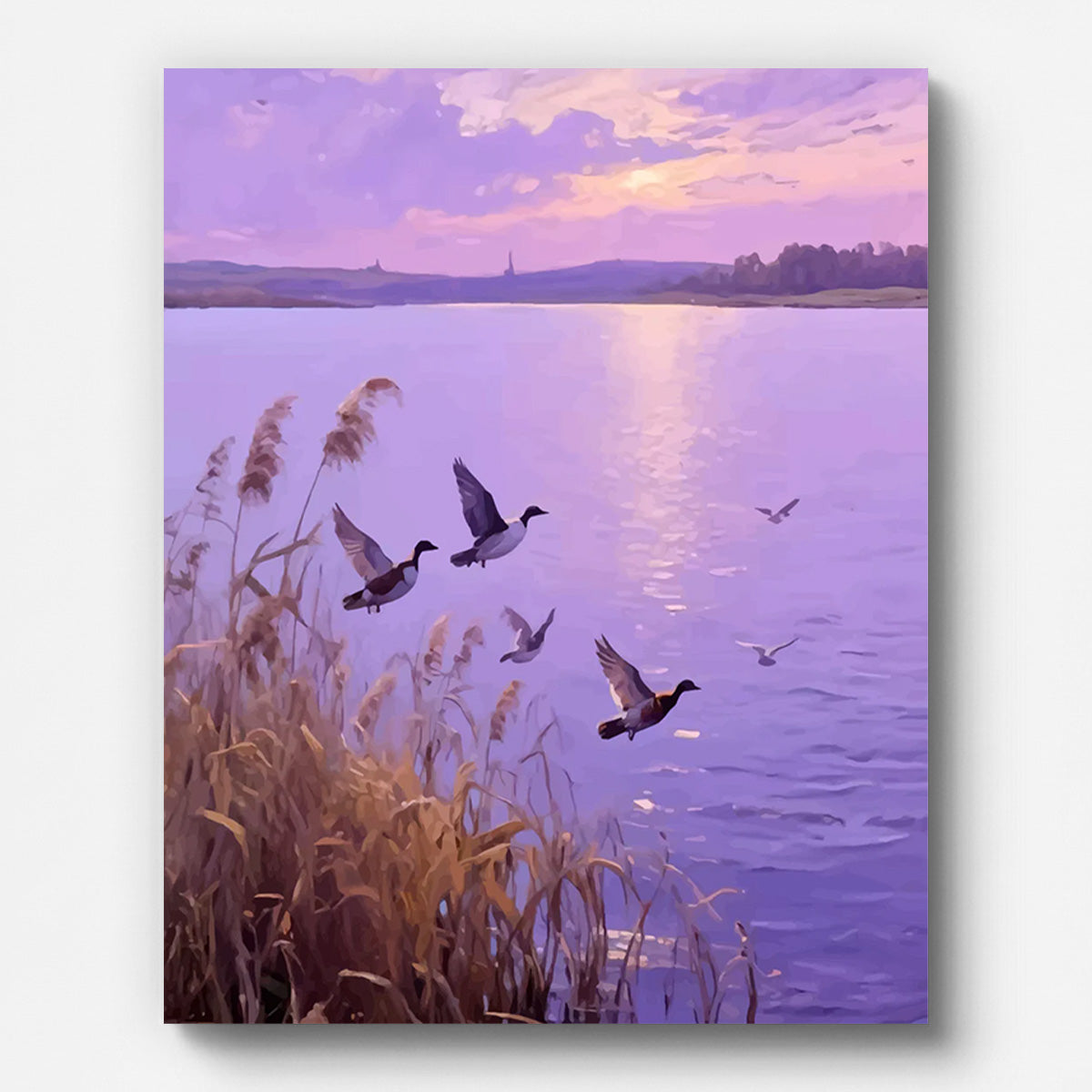 Dreamy Purple Lake Paint by Numbers for Adults by Paintarthub - Finished Wall Art