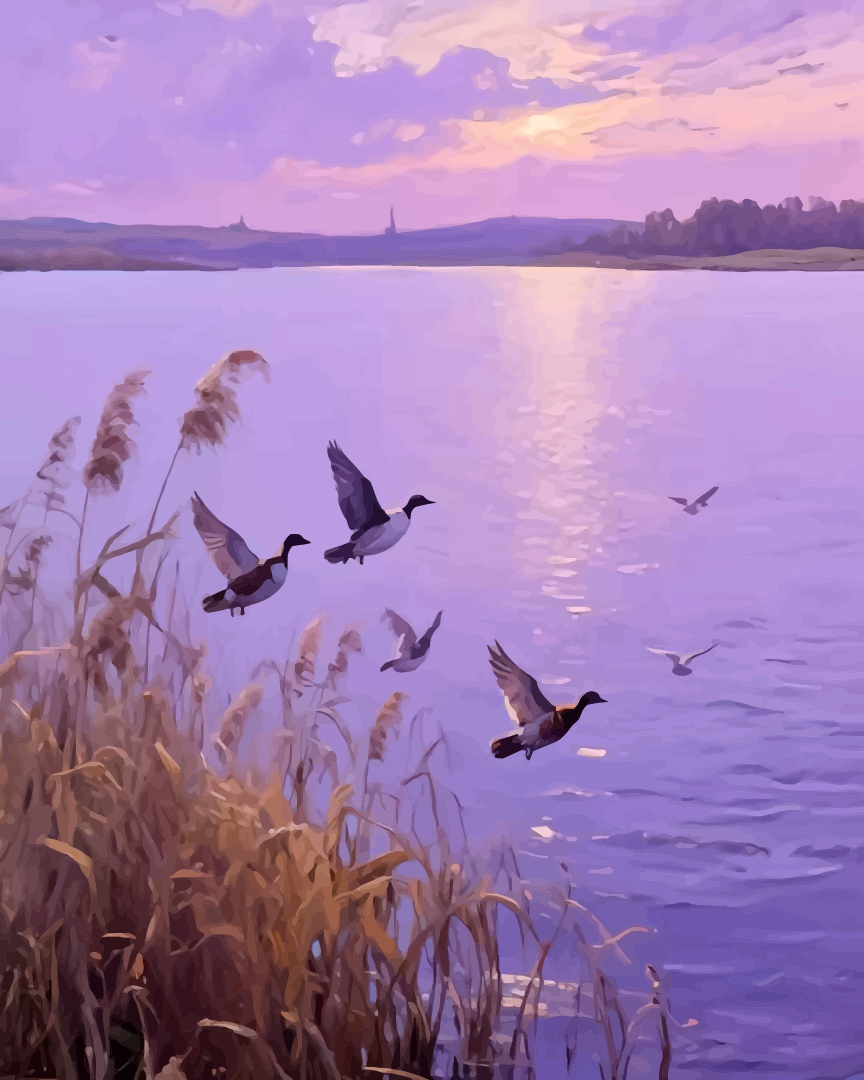 Dreamy Purple Lake Paint by Numbers for Adults by Paintarthub