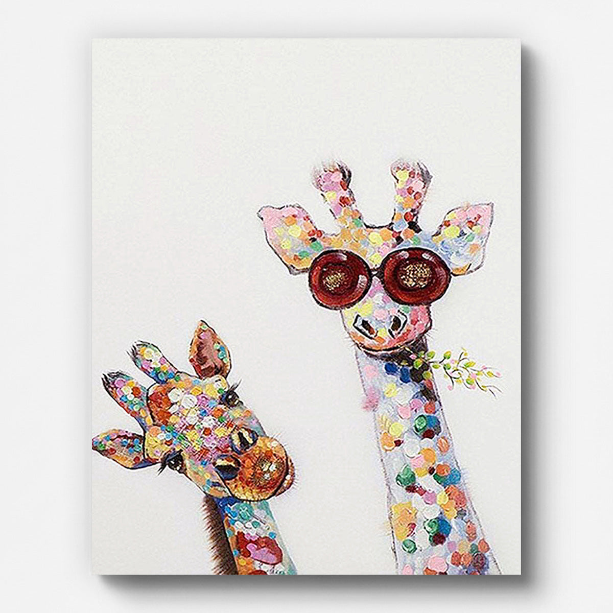 Duo of Pop Art Giraffes Paint by Numbers for Adults by Paintarthub - Finished Wall Art