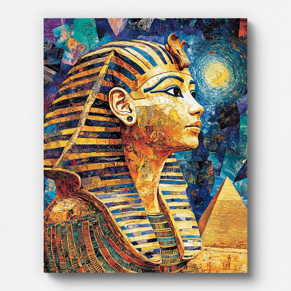 Egyptian Golden Pharaoh Mask Paint by Numbers for Adults by Paintarthub - Finished Wall Art