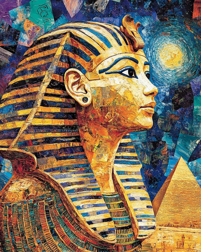Egyptian Golden Pharaoh Mask Paint by Numbers for Adults by Paintarthub
