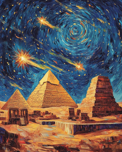 Egyptian Pyramids Under Starry Sky Paint by Numbers for Adults by Paintarthub