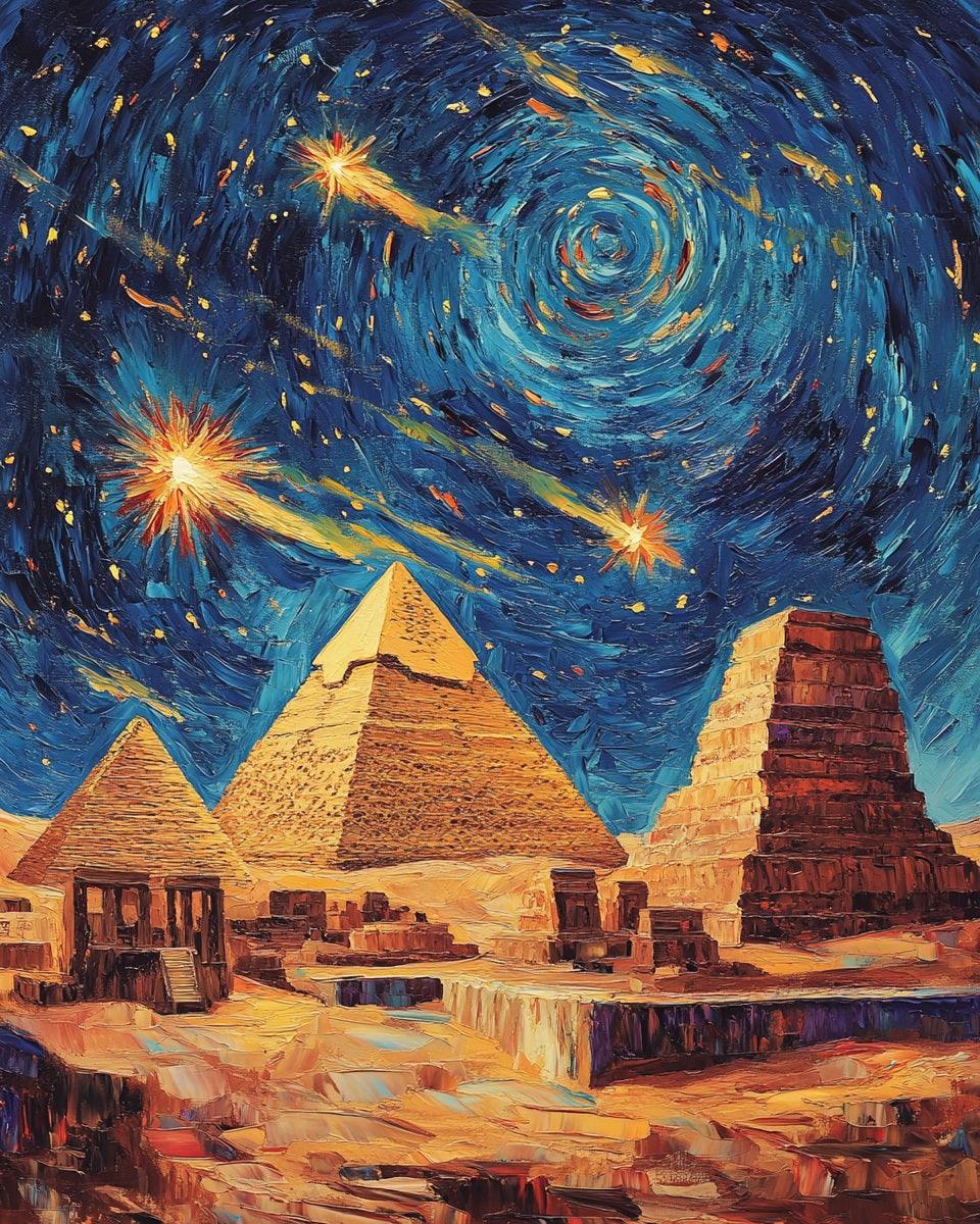 Egyptian Pyramids Under Starry Sky Paint by Numbers for Adults by Paintarthub