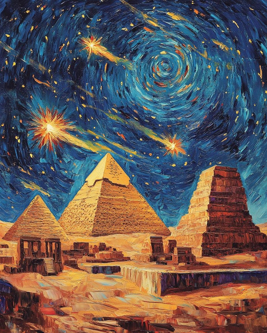 Egyptian Pyramids Under Starry Sky Paint by Numbers for Adults by Paintarthub