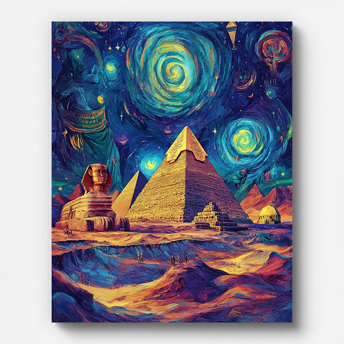 Egyptian Pyramids at Night Paint by Numbers for Adults by Paintarthub - Finished Wall Art