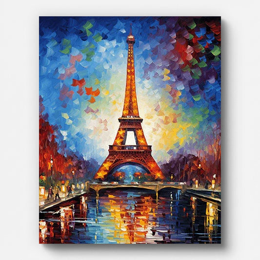 Eiffel Tower at Night Paint by Numbers for Adults by Paintarthub - Finished Wall Art