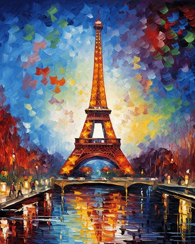 Eiffel Tower at Night Paint by Numbers for Adults by Paintarthub