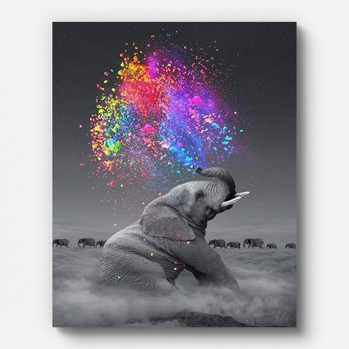 Elephant Art Colors Paint by Numbers for Adults by Paintarthub - Finished Wall Art