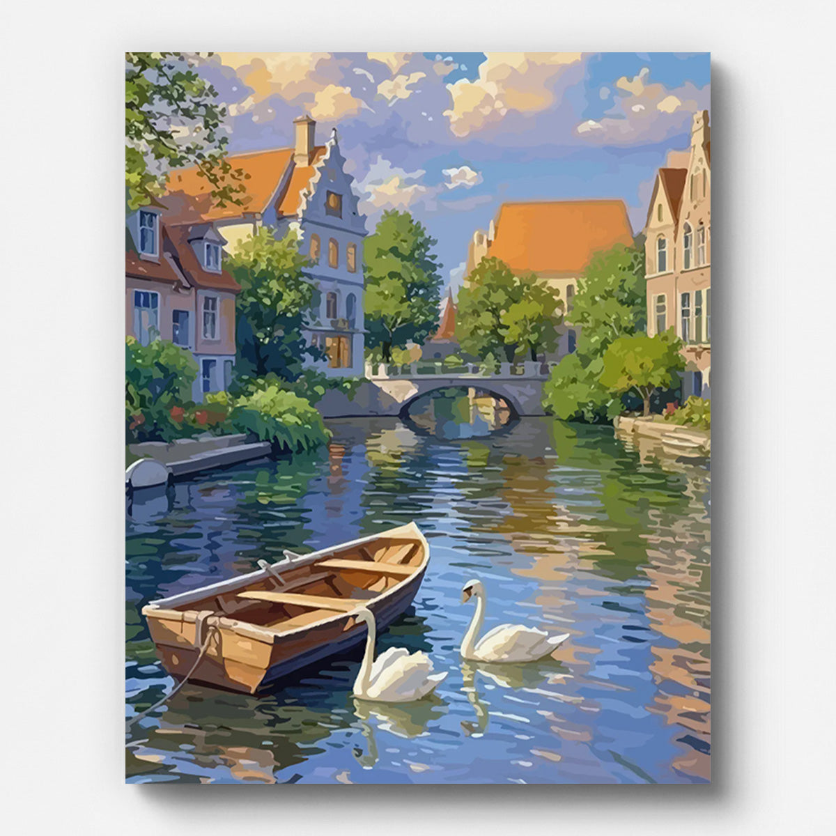 European Water Town Paint by Numbers for Adults by Paintarthub - Finished Wall Art