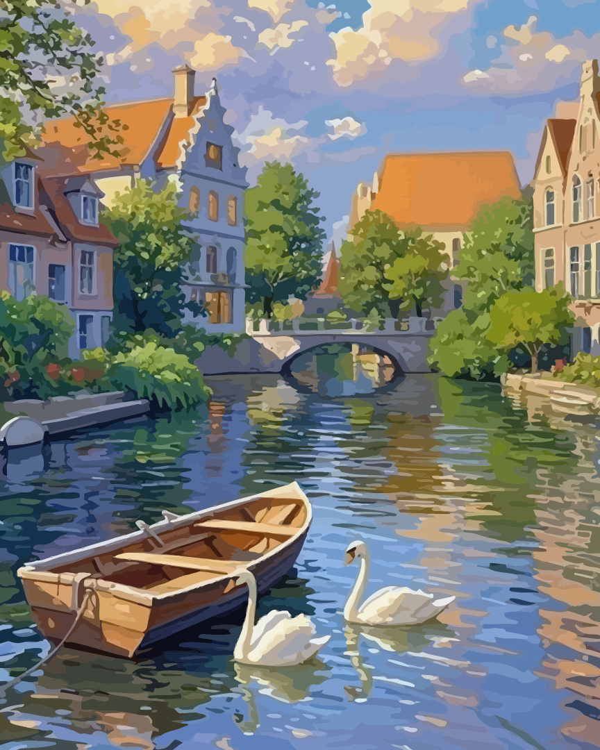 European Water Town Paint by Numbers for Adults by Paintarthub