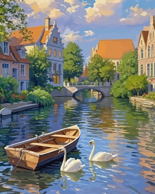European Water Town Paint by Numbers for Adults by Paintarthub