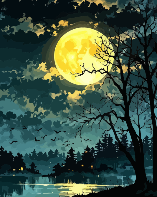 Fantasy Moonlit Lake Paint by Numbers for Adults by Paintarthub