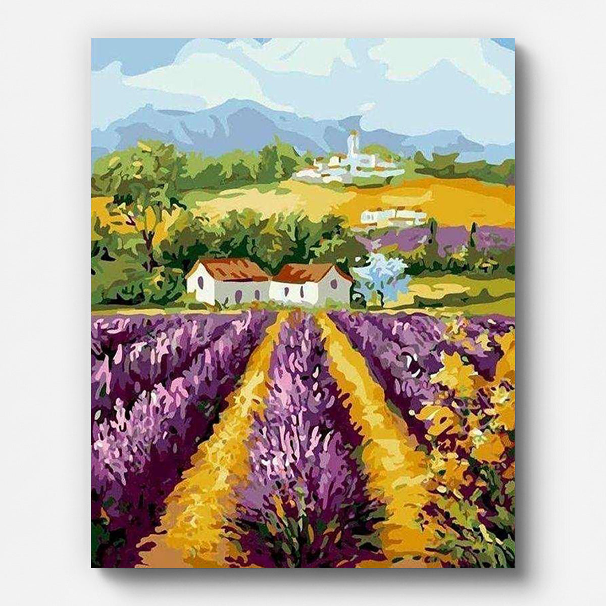 Field of Lavender Paint by Numbers for Adults by Paintarthub - Finished Wall Art